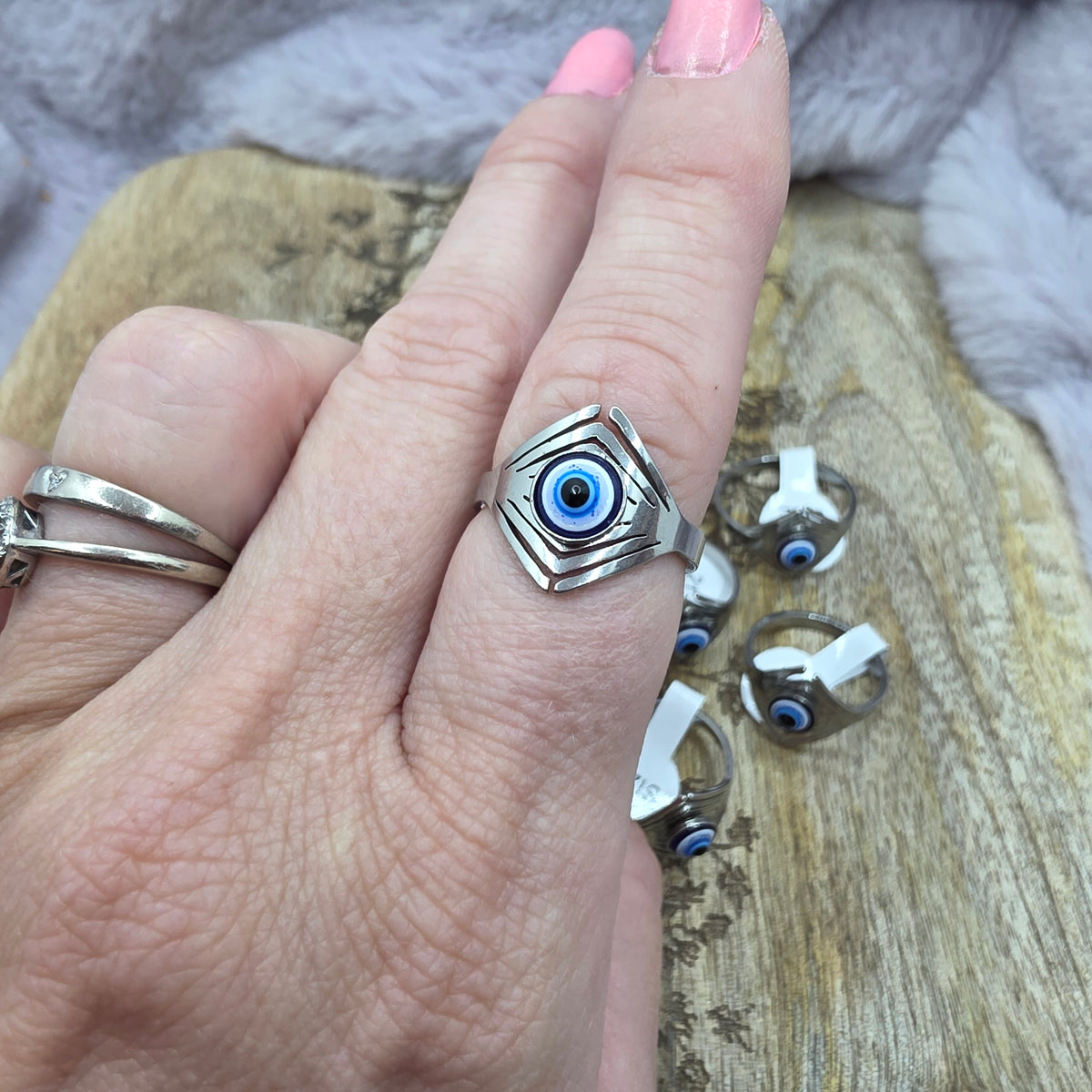 Teräs-sormus "Evil eye"